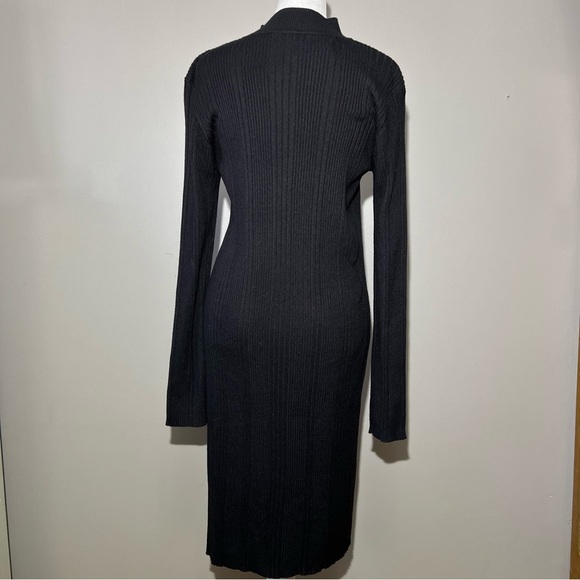 House of Harlow 1960 Black Bodycon Ribbed Cutout Hem Slit Midi Dress Size XL - Picture 6 of 12